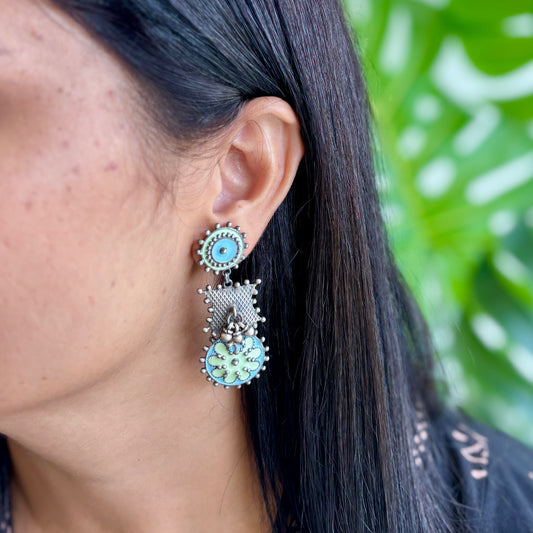 Pranavi Enamel-SIlver Earrings
