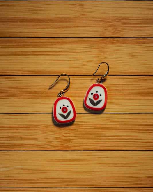 Poppy Bloom Ceramic Earrings
