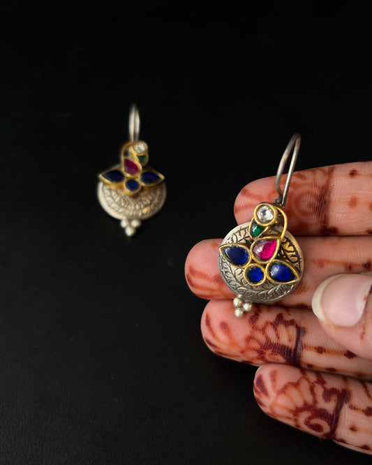 Rangrez Dual Tone Silver Earrings