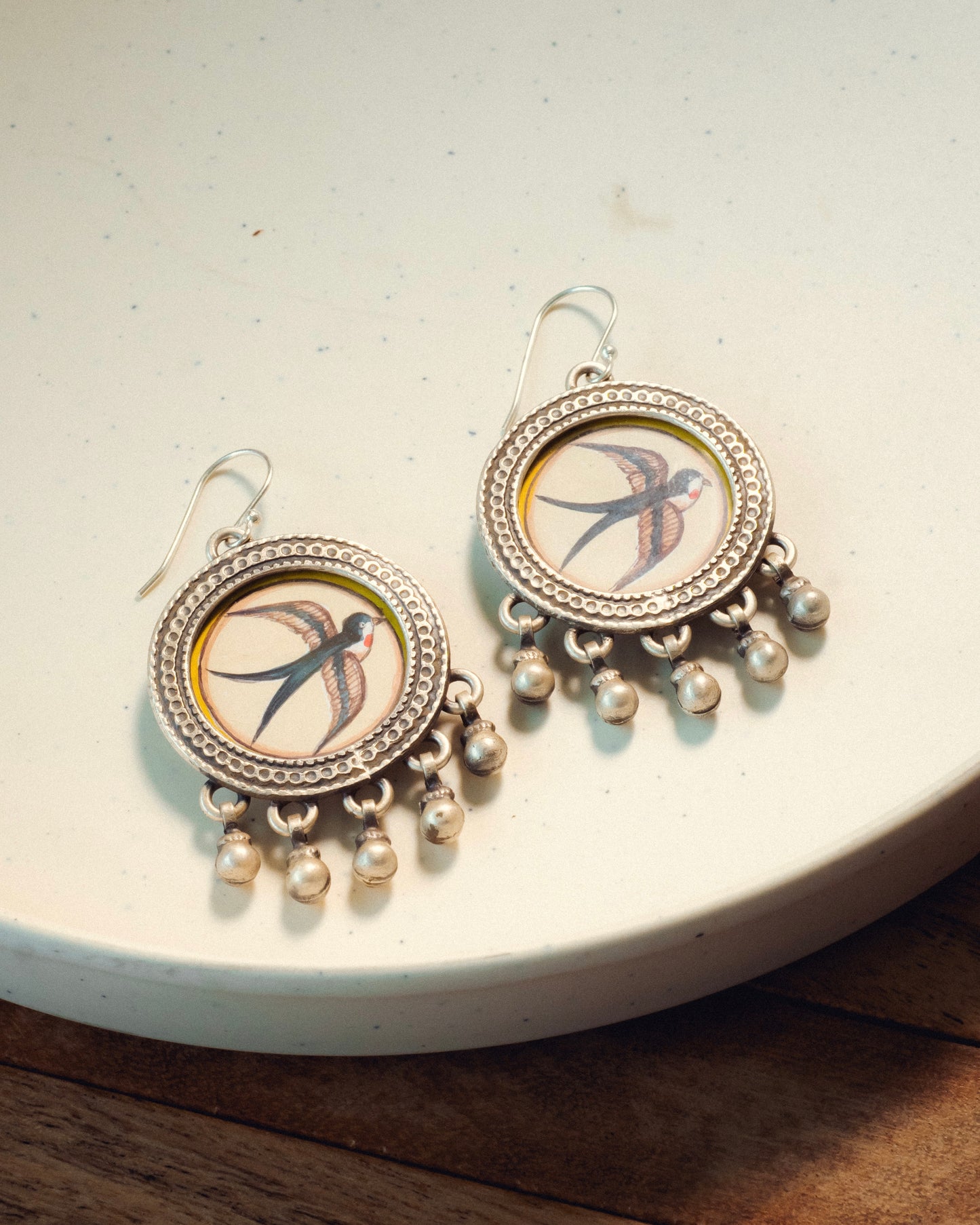 Saanjh Barn Swallow Miniature Silver Earrings