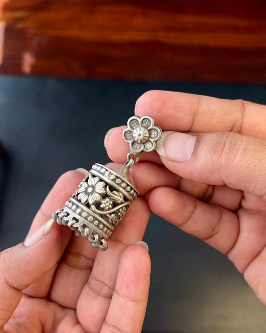 Anya Jali Silver Jhumki Earrings