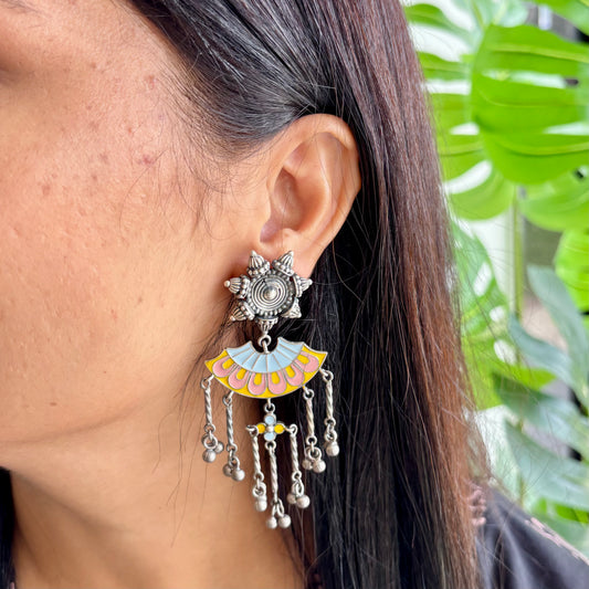 Matri Enamel-Silver Earrings