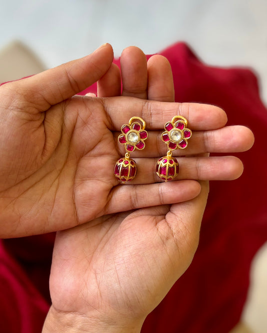 Gulraaz Ruby Silver Drop Earrings