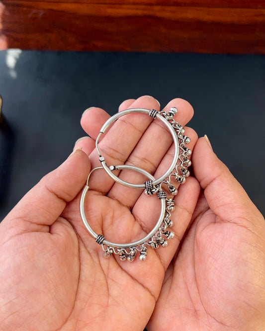 Ghoomar Silver Hoops