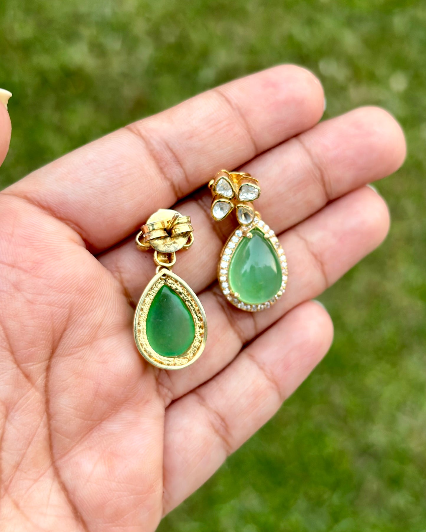 Nigar Green Onyx Silver Earrings