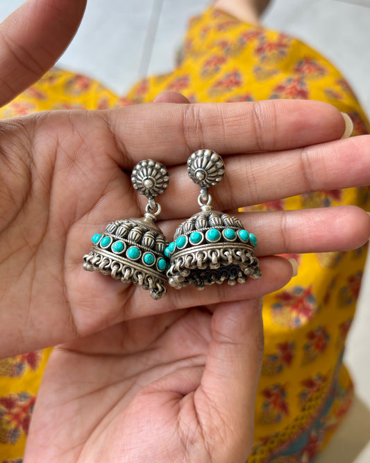 Rewa Turquoise Jhumki Earrings