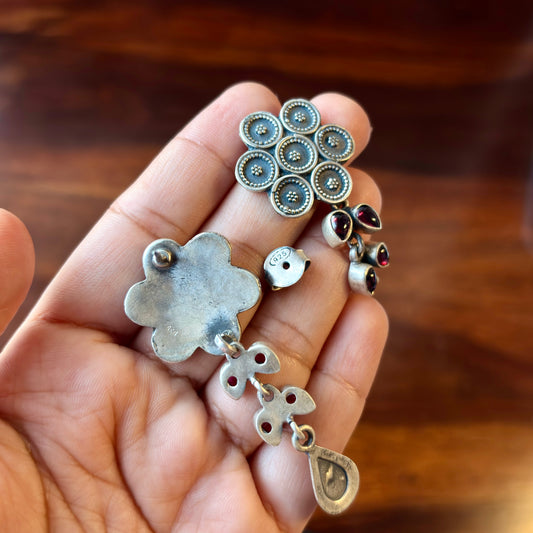 Gul Noor Threads Silver Danglers