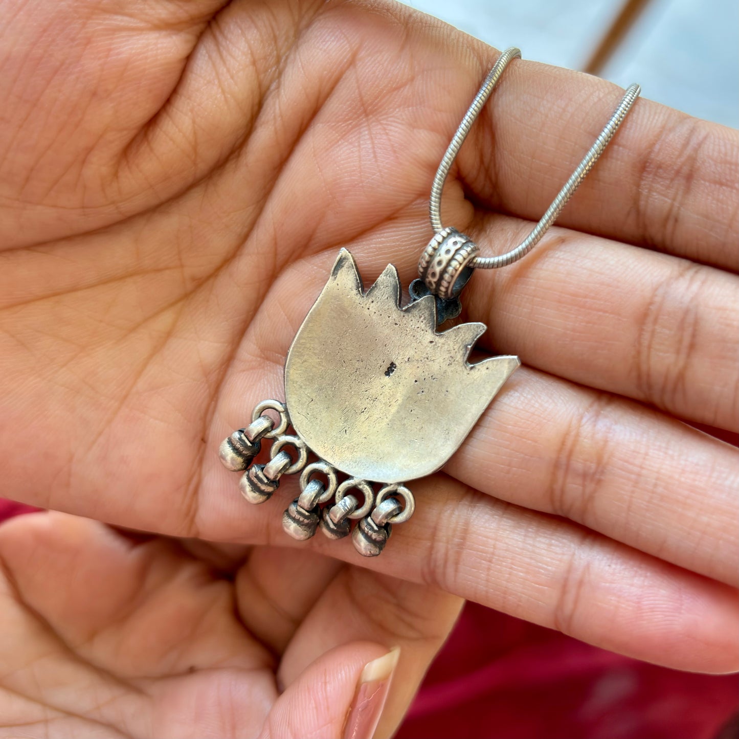 Tribal Lotus Silver Pendant