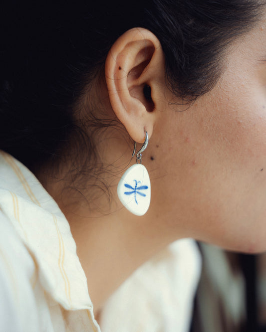 Azure Dragonfly Ceramic Earrings