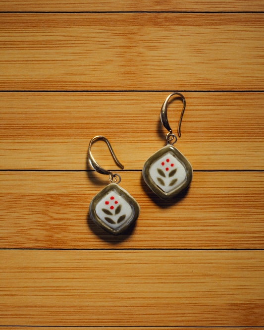 Sage Pallava Ceramic Earrings
