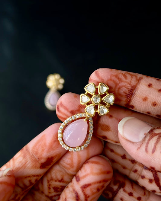 Nigar Rose Quartz Silver Earrings