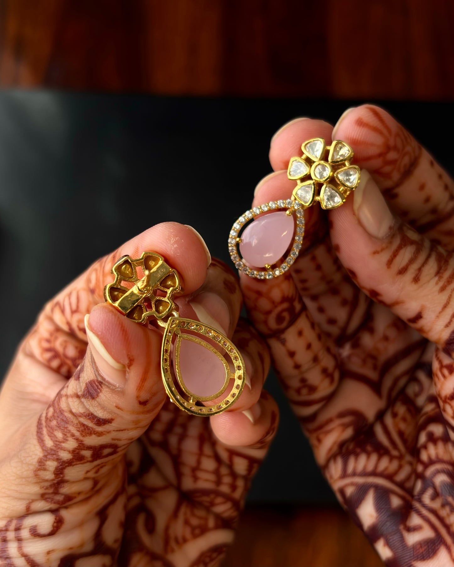 Nigar Rose Quartz Silver Earrings