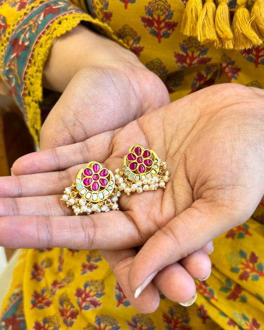 Anika Kundan Earrings – Mother of Pearl