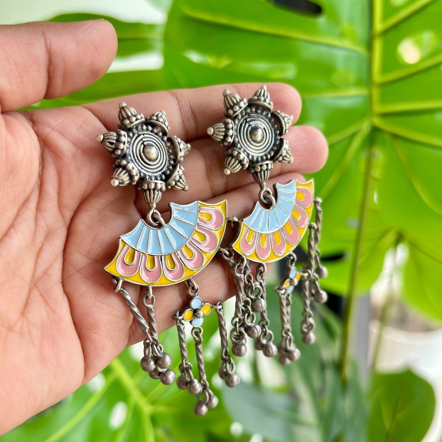 Matri Enamel-Silver Earrings