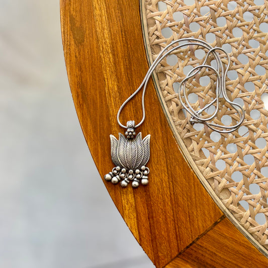 Tribal Lotus Silver Pendant