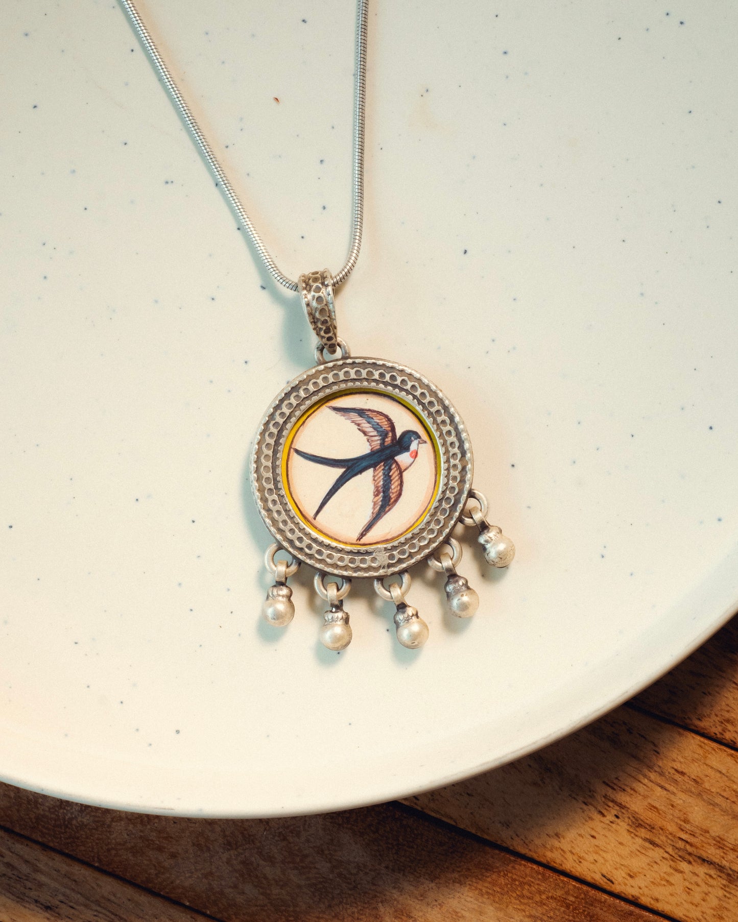 Saanjh Barn Swallow Miniature Silver Pendant