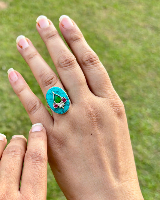Padma Turquoise Silver Ring