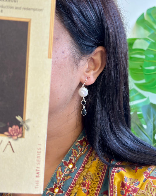 Nira Pearl Silver Drop Earrings