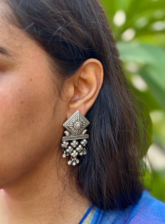 Aranya Bloom Jali Silver Earrings