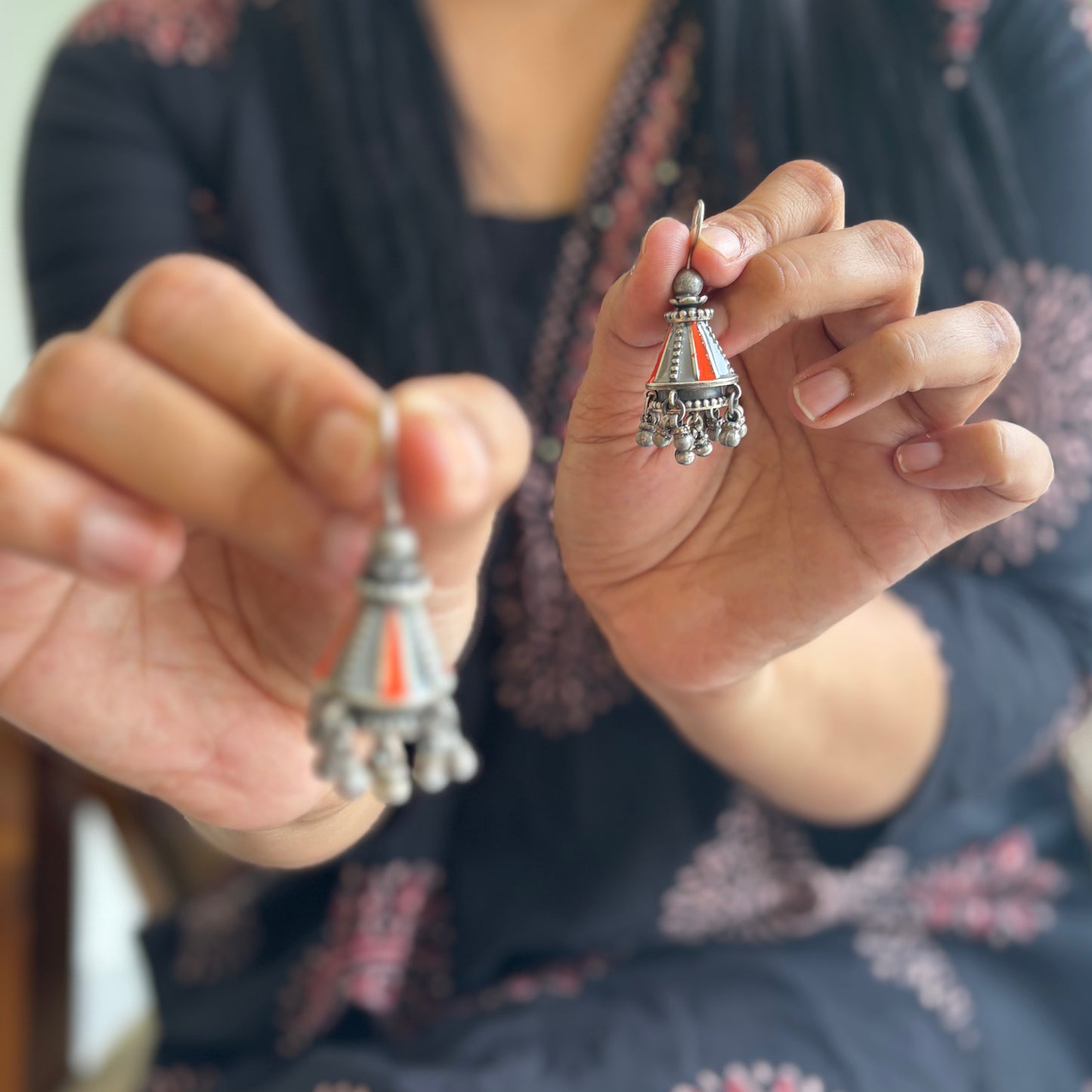 Aaruni Enamel-Silver Earrings