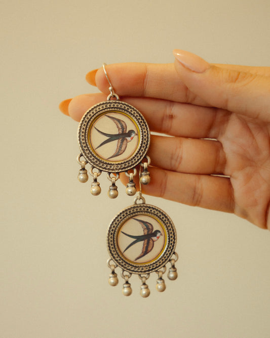Saanjh Barn Swallow Miniature Silver Earrings