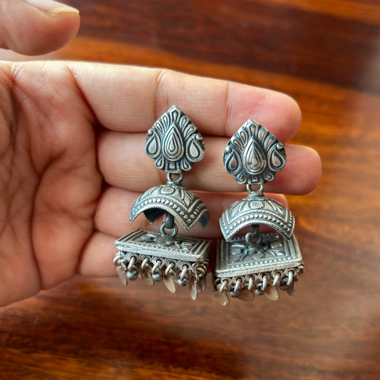 Jharna Tribal Dhun Chime Silver Jhumkas