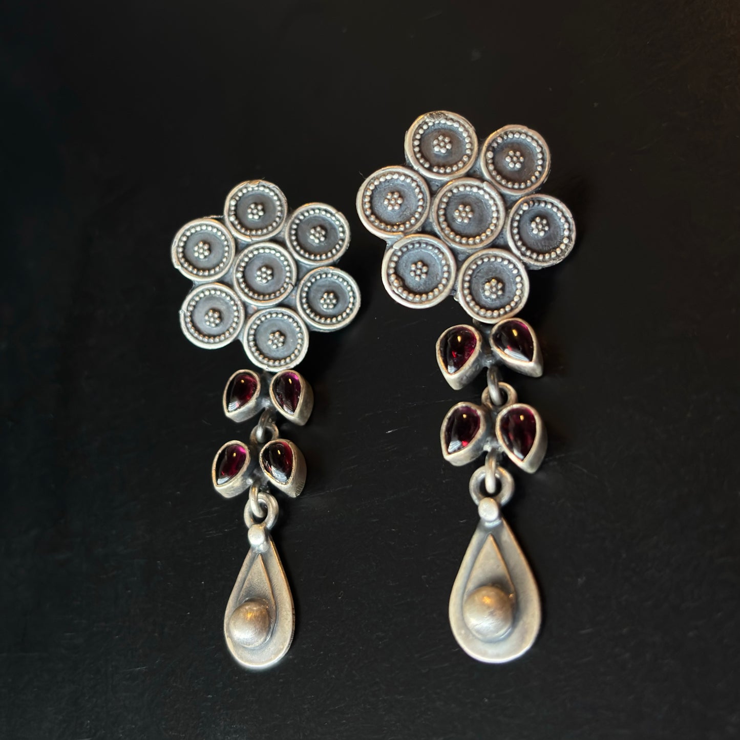 Gul Noor Threads Silver Danglers