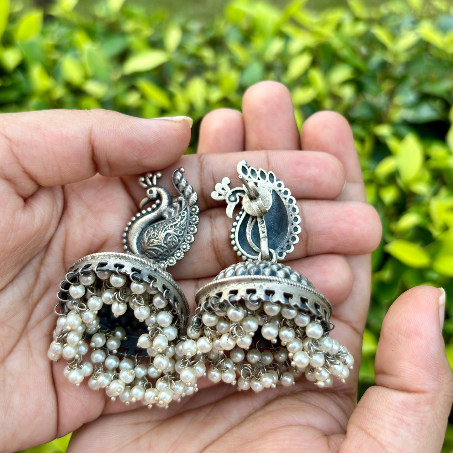 Mrinmayi Silver Antique Jhumkas