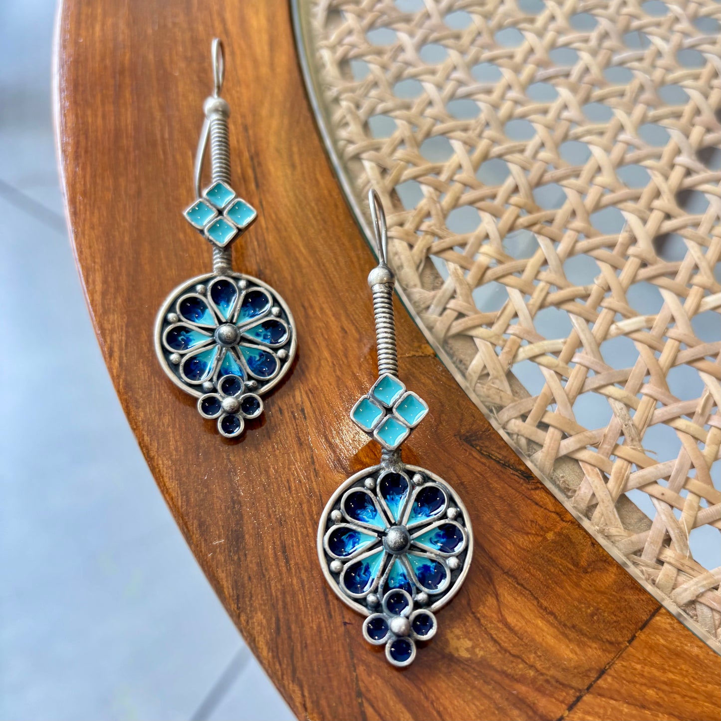Neelara Enamel-Silver Earrings