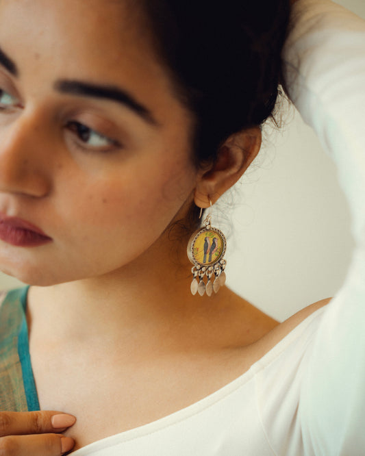 Jugni Songbird Miniature Silver Earrings