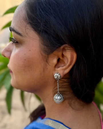 Ambar Orb Silver Thread Danglers