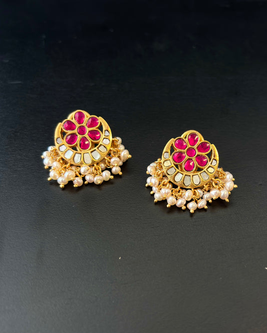 Anika Kundan Earrings – Mother of Pearl