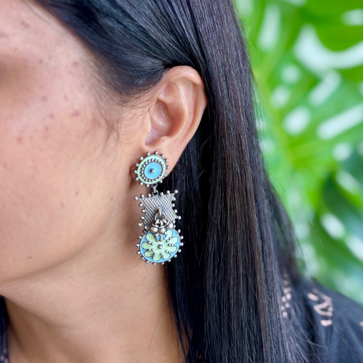 Pranavi Enamel-SIlver Earrings