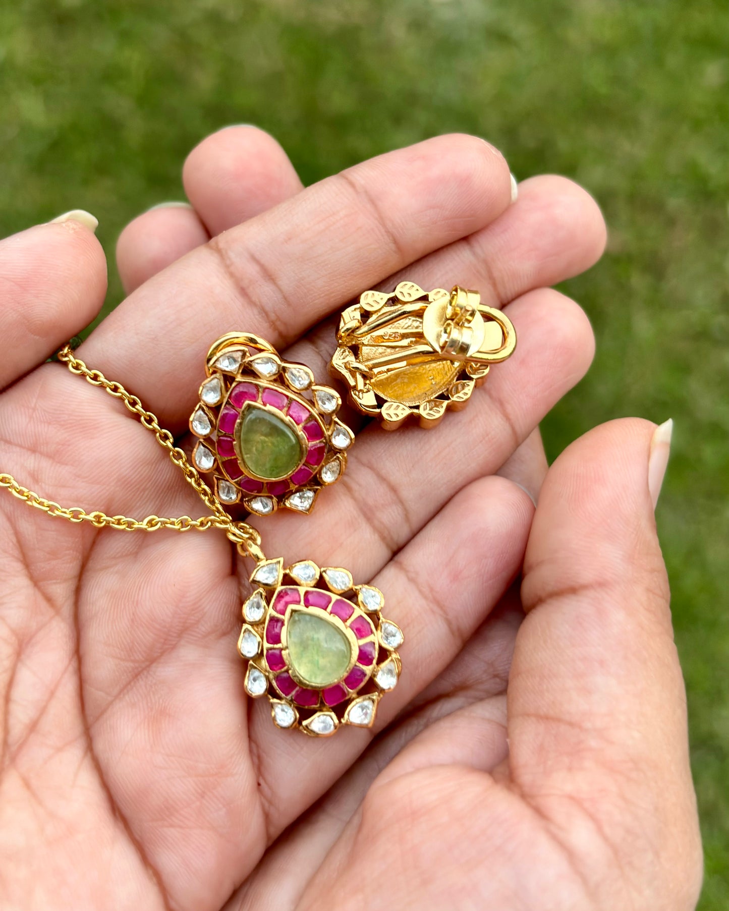 PadmaRaga Silver Pendant Set