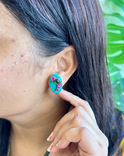 Panchi Turquoise Silver Stud Earrings