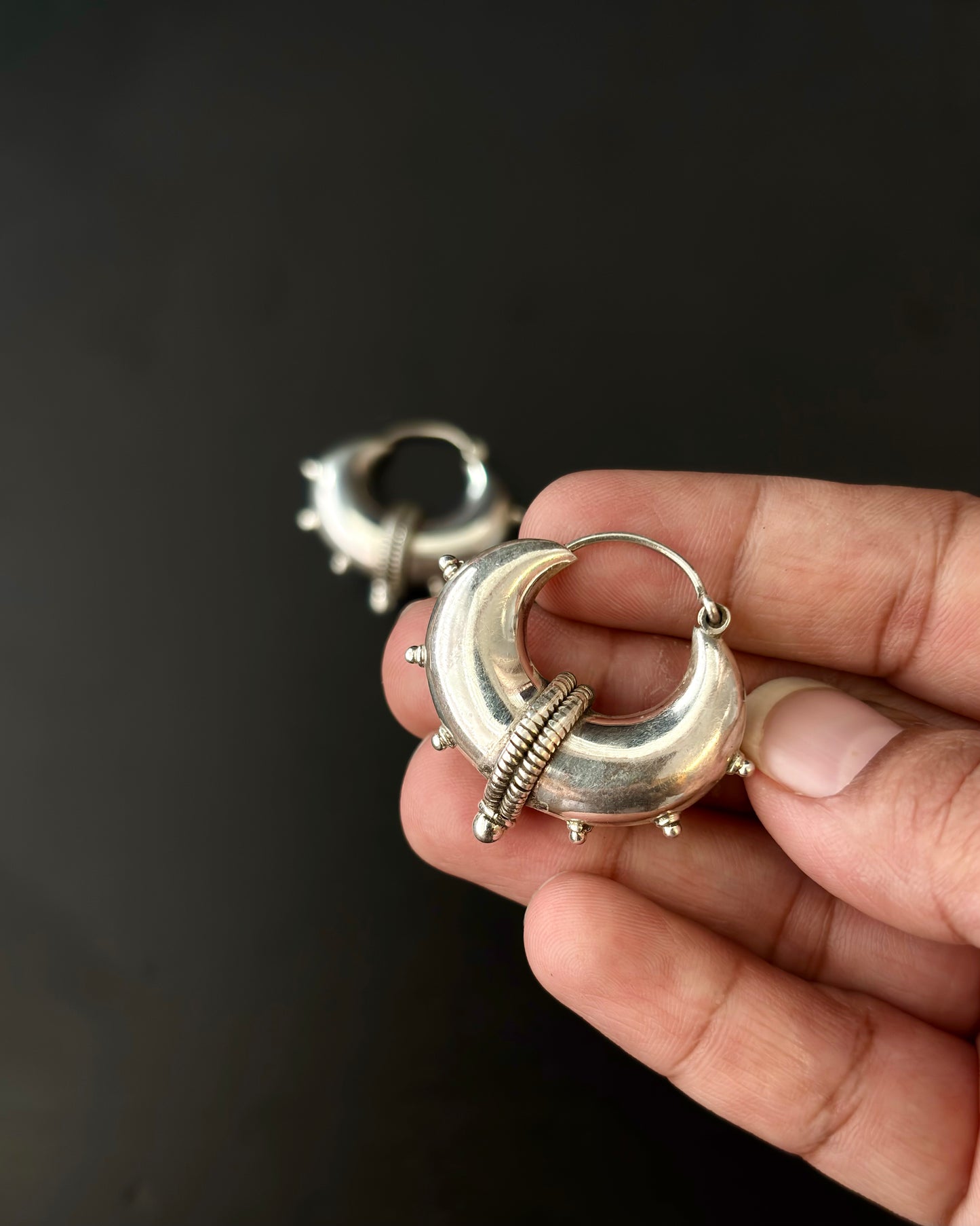 Gokhru Silver Hoops
