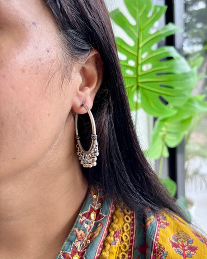 Ghoomar Silver Hoops