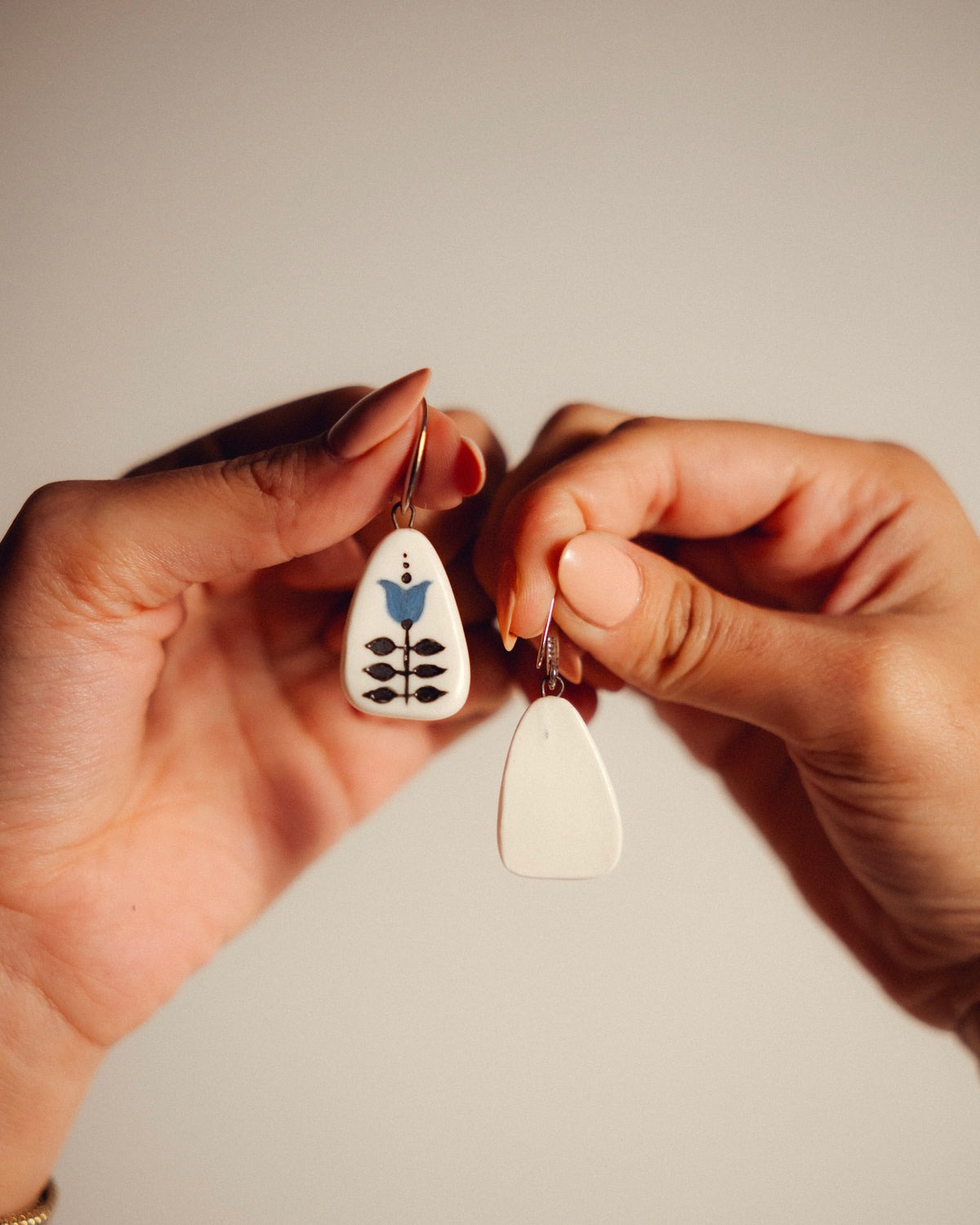 Indigo Folk Ceramic Earrings