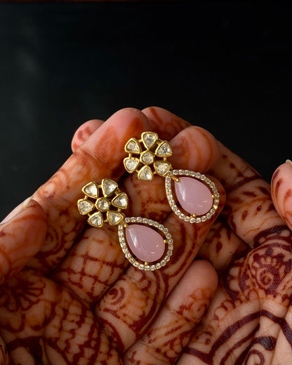 Nigar Rose Quartz Silver Earrings