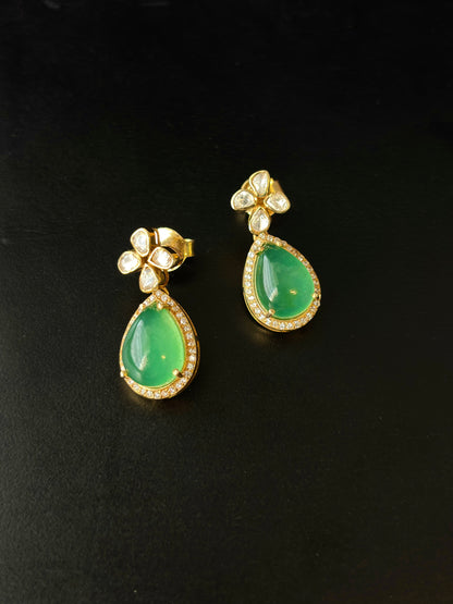 Nigar Green Onyx Silver Earrings
