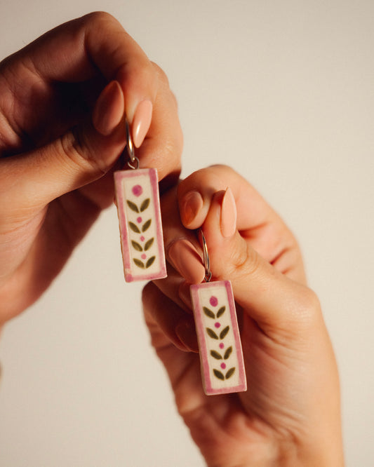 Lilac Pallava Ceramic Earrings