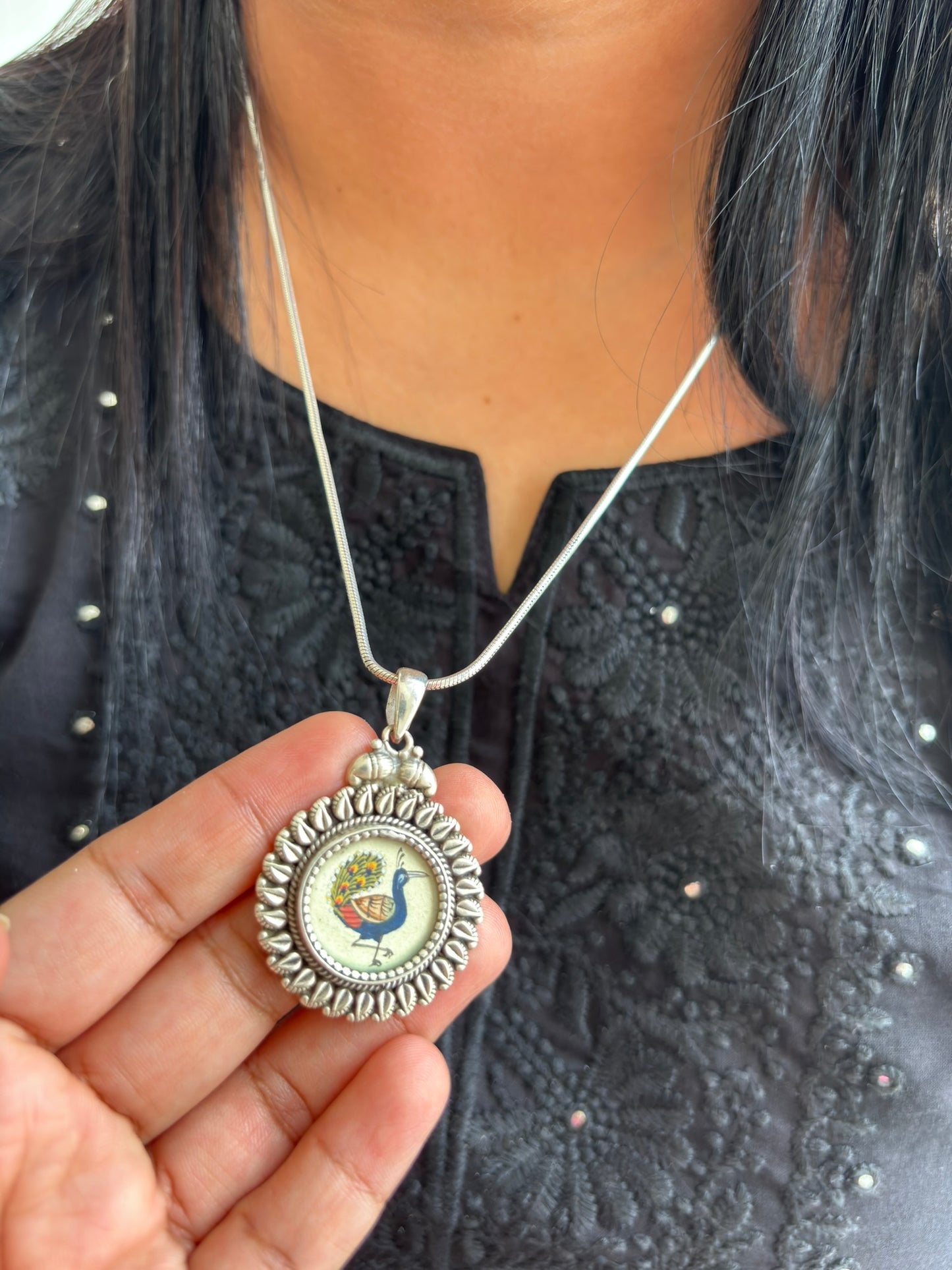 Mayura PIchwai Silver Pendant Set