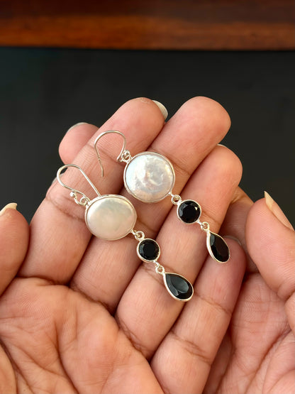 Nira Pearl Silver Drop Earrings