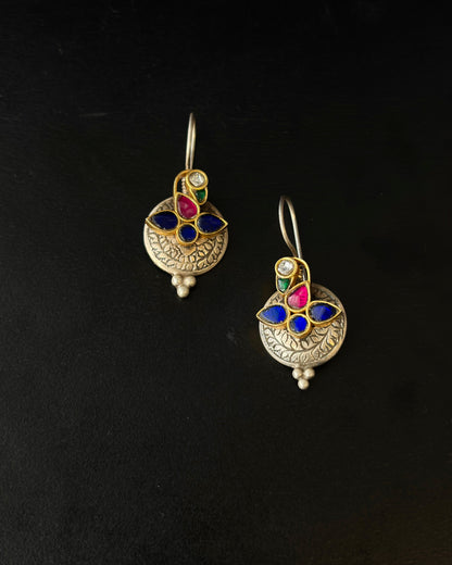 Rangrez Dual Tone Silver Earrings