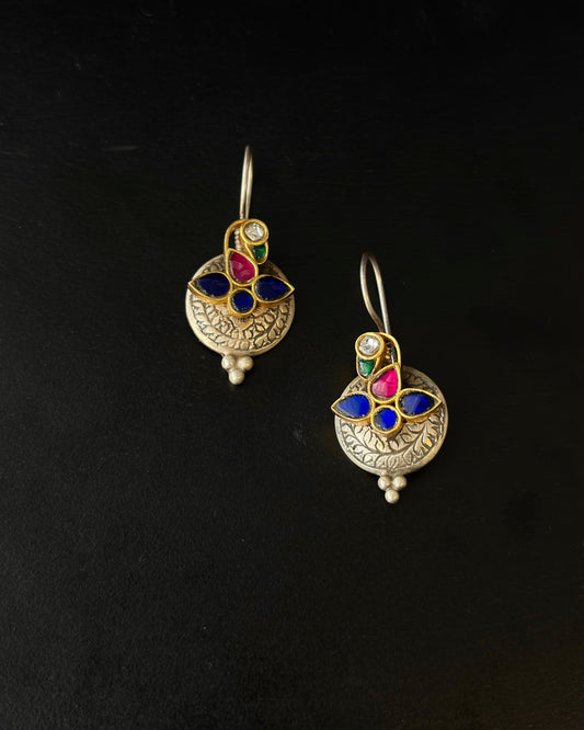 Rangrez Dual Tone Silver Earrings