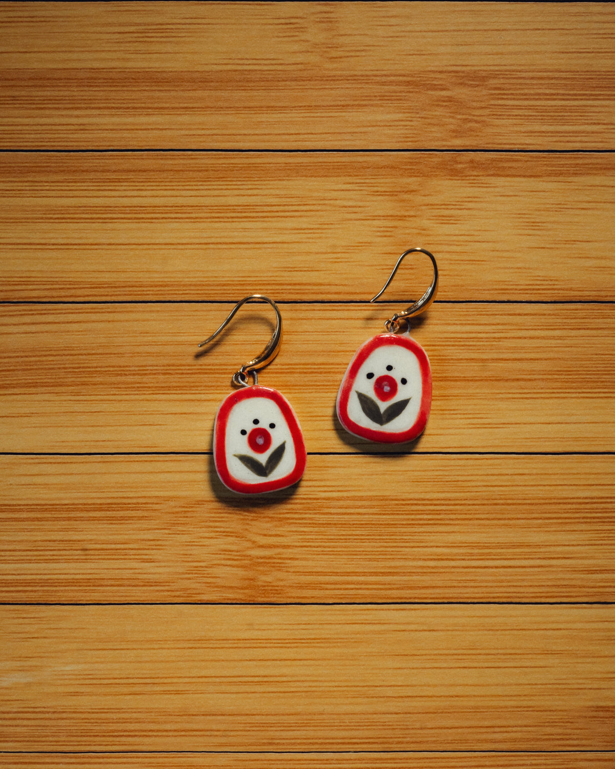 Poppy Bloom Ceramic Earrings