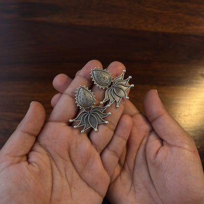Lotus Engraved SIlver Studs