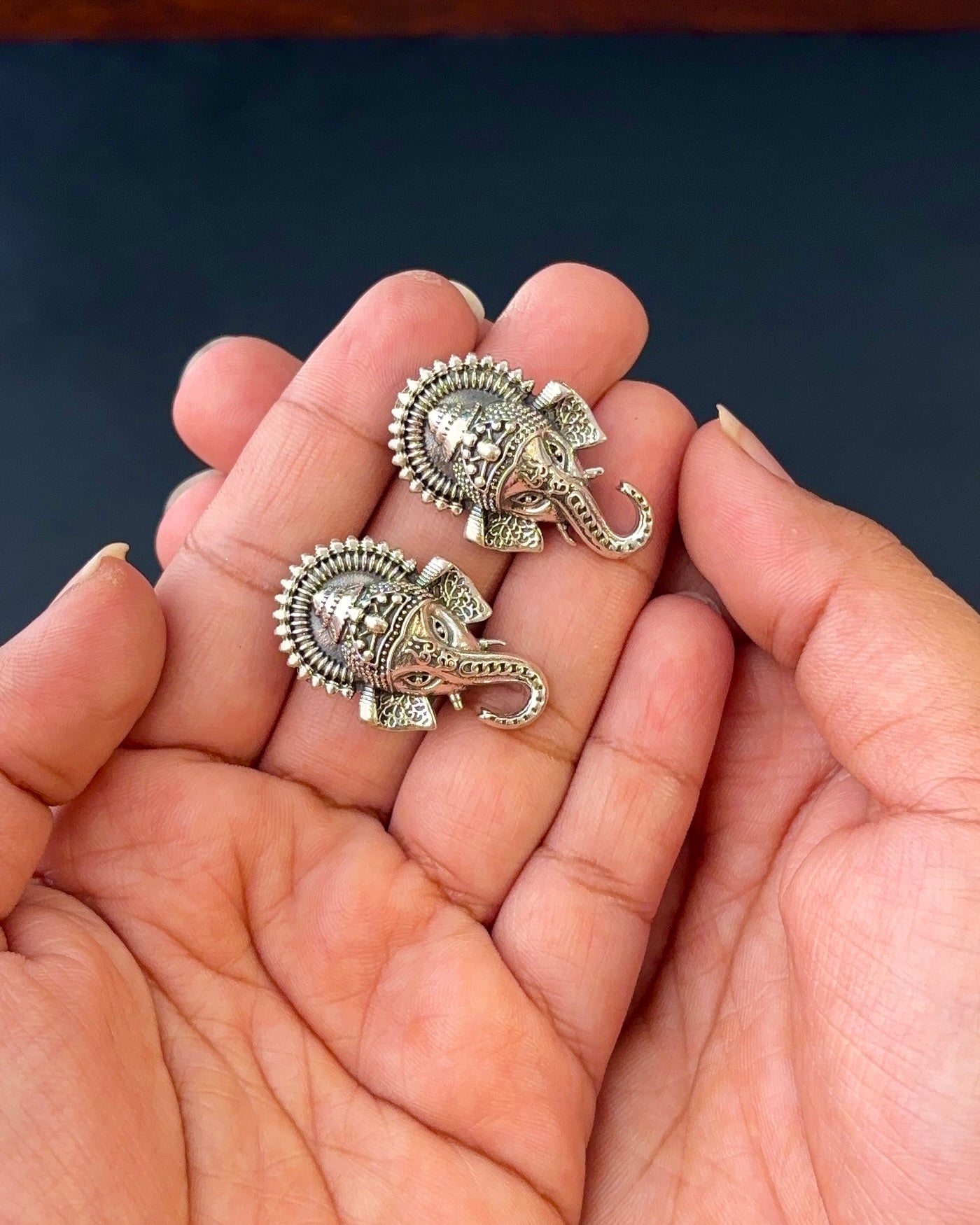 Vakratunda Silver Stud Earrings