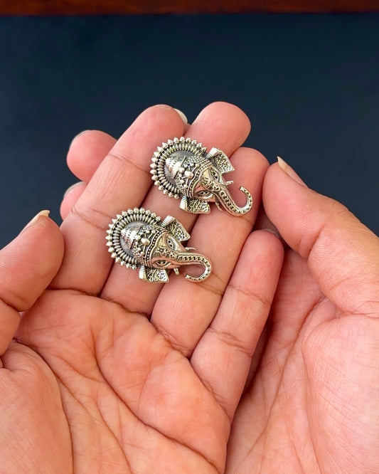 Vakratunda Silver Stud Earrings