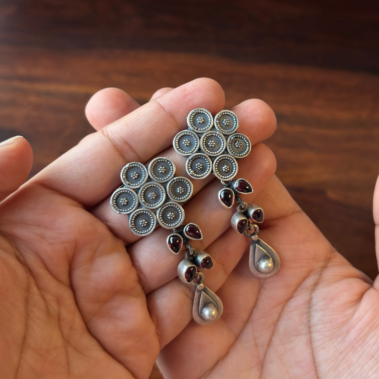 Gul Noor Threads Silver Danglers